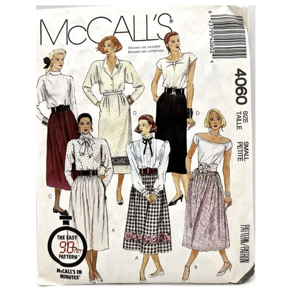 McCall's 4060 Pattern Womens Skirt Size Small Petite Easy 90 Minute Cut Complete